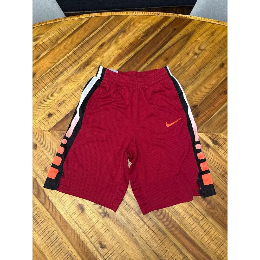 Nike Dri-FIT Elite Basketball Shorts Boys Youth XL Maroon Red Stripe